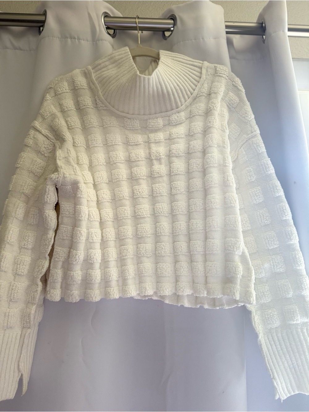 We The Free Cream Chunky Textured Cowl Sweater